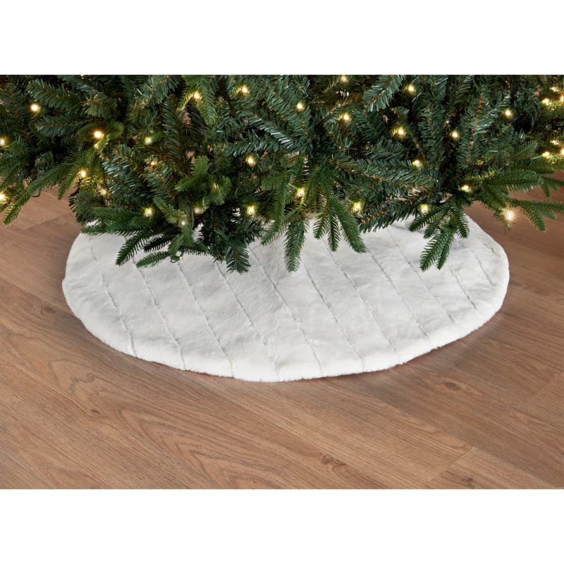 Peaceful Wishes Ribbed Tree Skirt Cream Christmas B&M