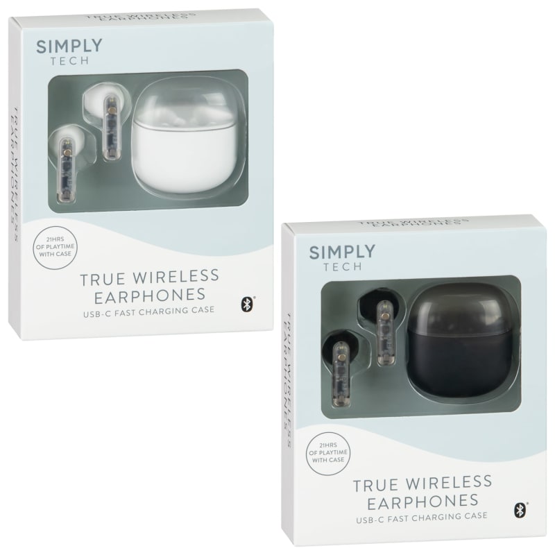 Simply Tech True Wireless Earphones Black Headphones B&M