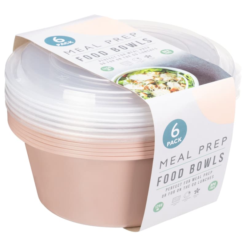 Meal Prep Food Bowls 6pk - Pink | Kitchen Storage - B&M Stores