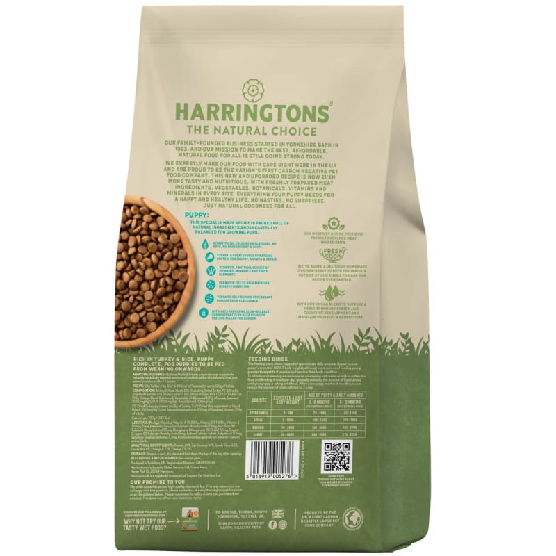 Harringtons Dog Food Puppy Turkey Dry Dog Food B&M