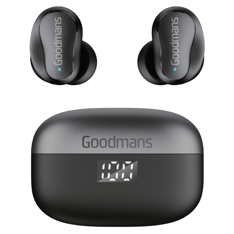 Goodmans True Wireless Metallic Earphones Black Headphones B&M