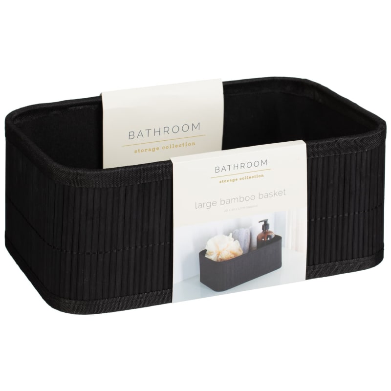 Large Bamboo Storage Basket - Black