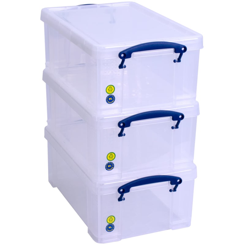 Really Useful Nesting Boxes 3 x 9L Storage Boxes B&M