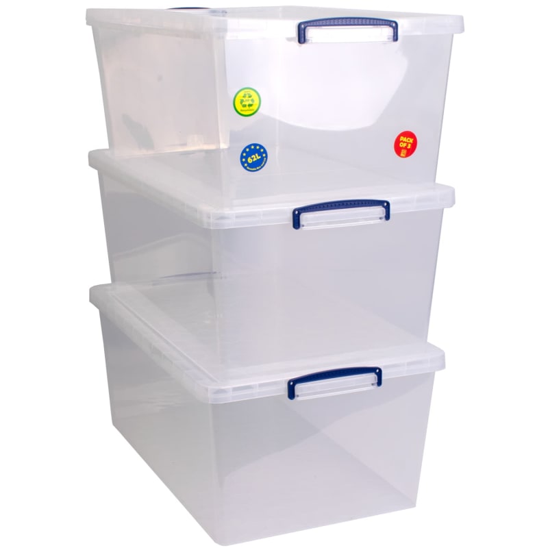 Really Useful Nesting Boxes 3 x 62L Storage Boxes B&M