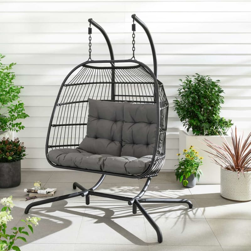 Santorini Double Folding Egg Chair Hanging Egg Chairs B&M