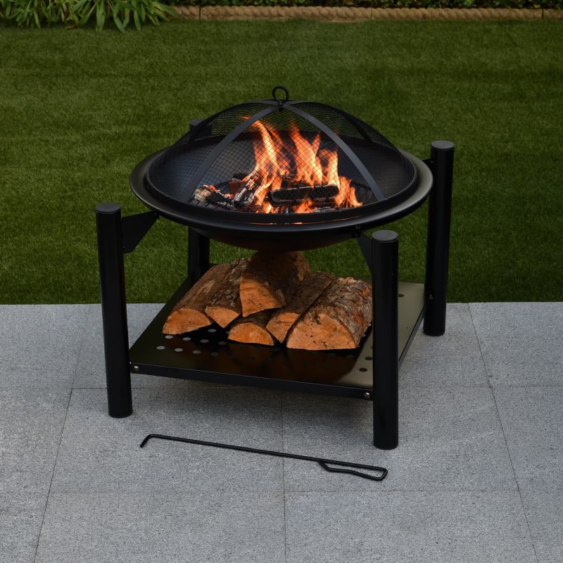 Toronto Firepit With Log Store | Garden Heating & Fuel | B&M
