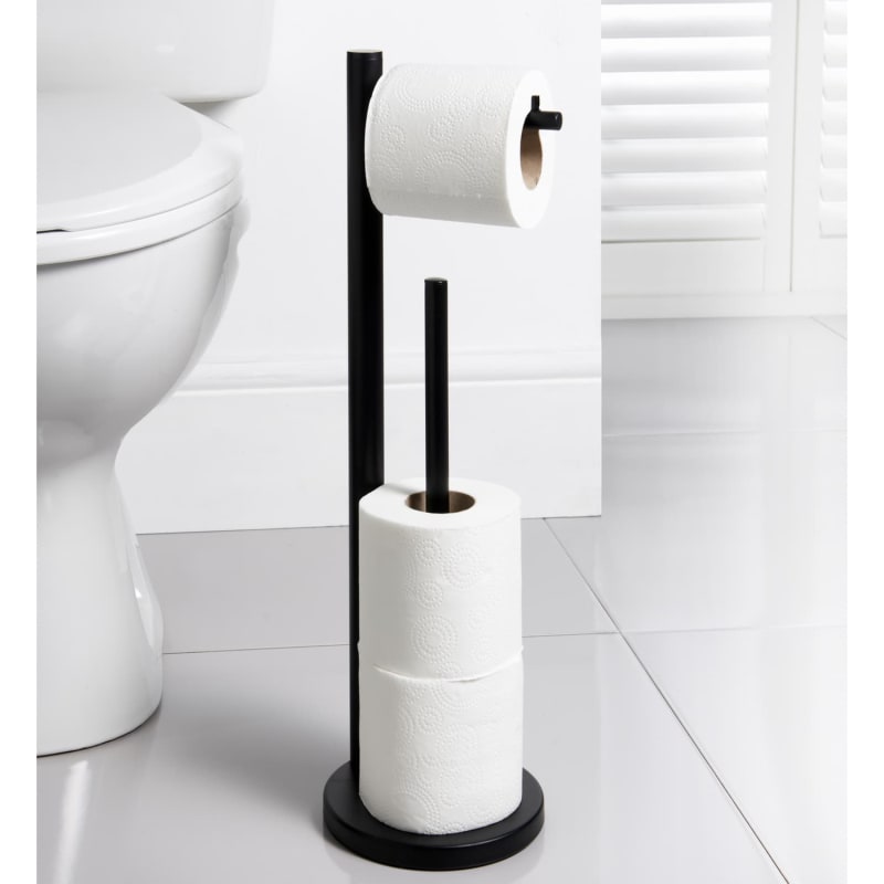 2 In 1 Toilet Roll Holder Black Toilet Roll Holders B M