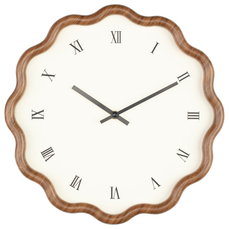 Scalloped Edge Dark Wood Clock | Clocks | B&M