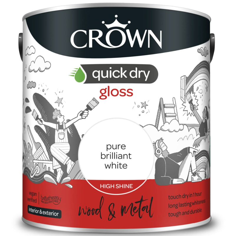 Crown Quick Dry Gloss 2.5L - Pure Brilliant White | B&M