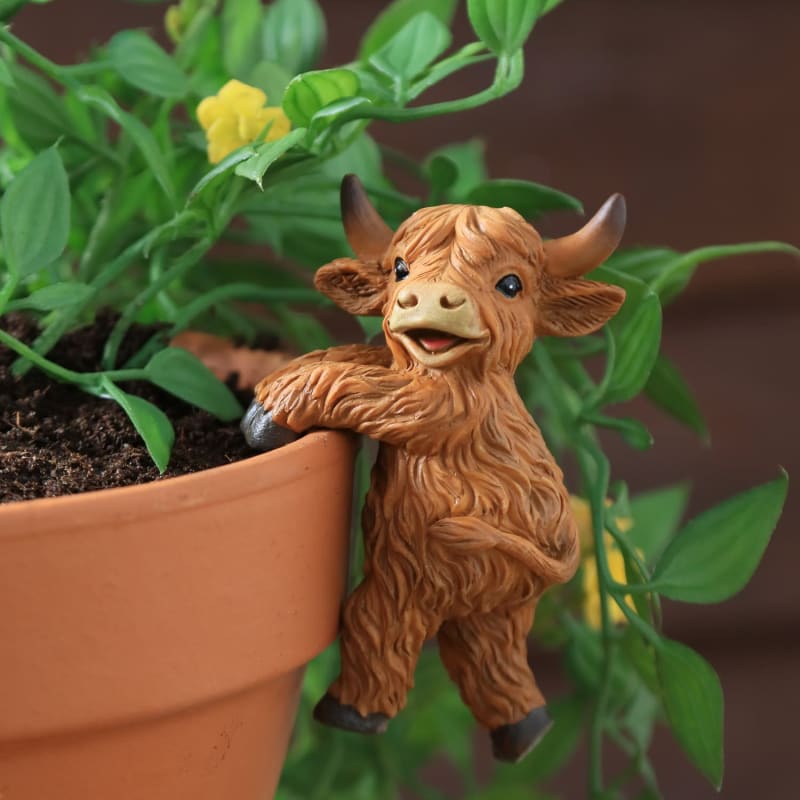 Highland Cow Plant Pot Hanger | Garden Decorations | B&M