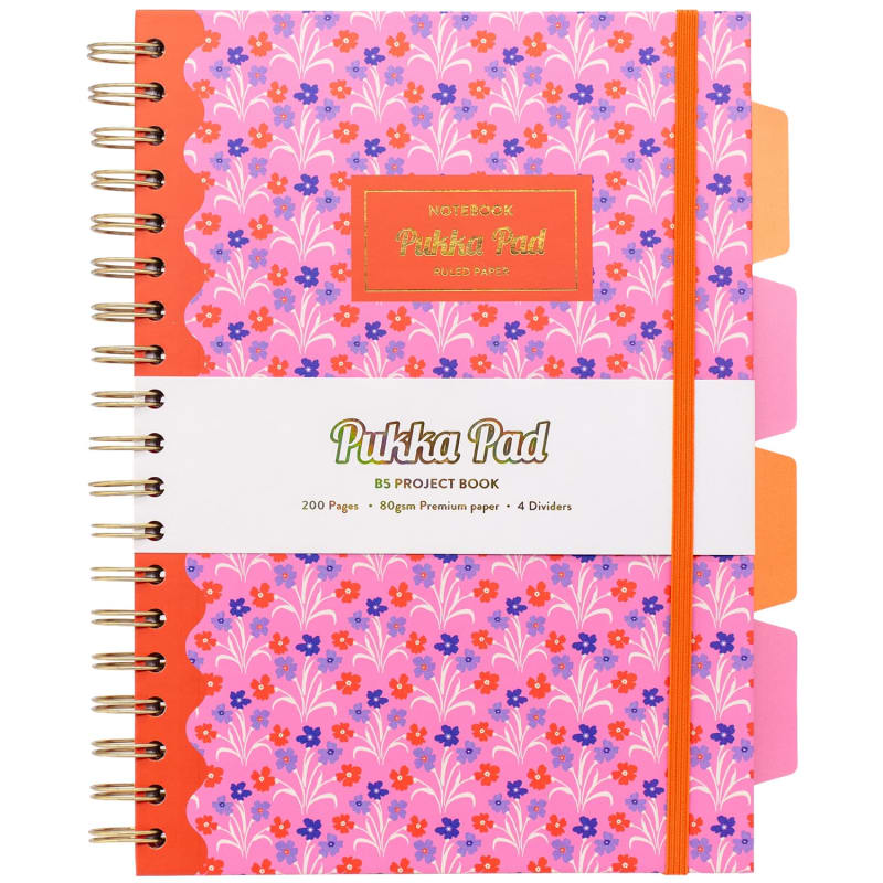 Pukka Ditsy B5 Project Book - Pink | Stationery | B&M