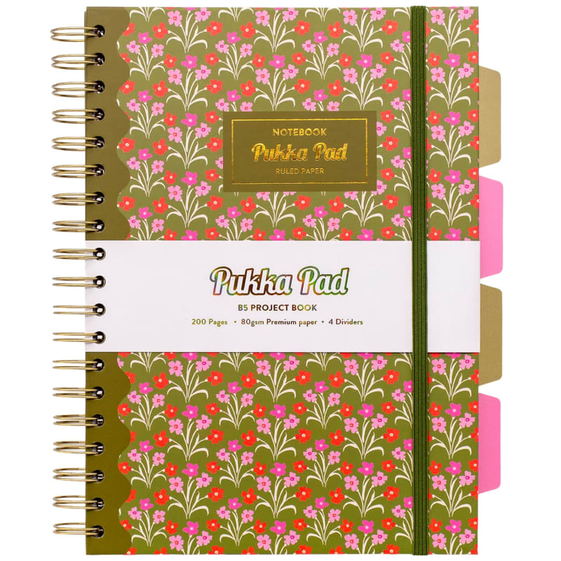 Pukka Ditsy B5 Project Book - Green | Stationery | B&M
