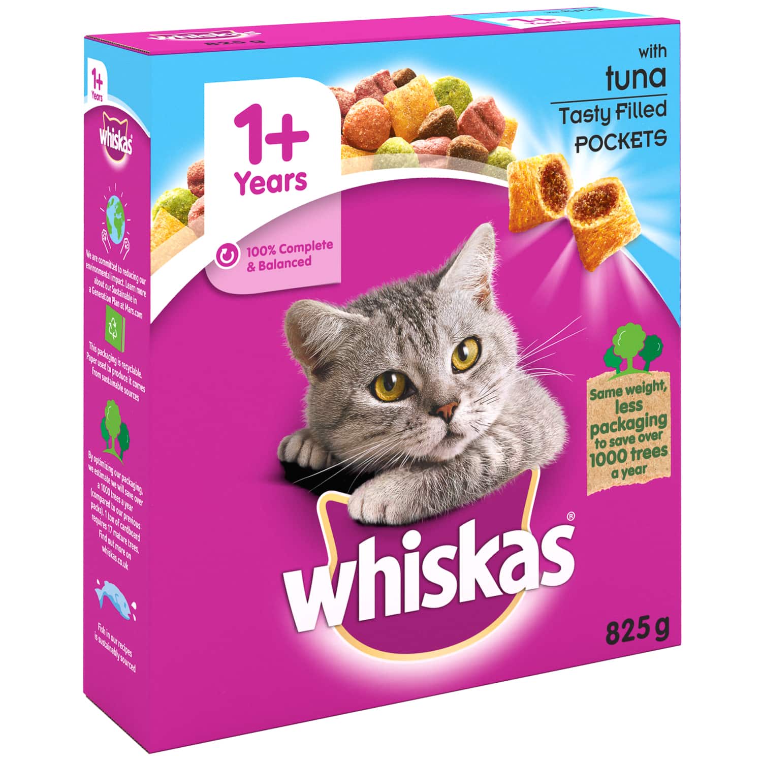 Whiskas Tasty Filled Pockets Tuna 825g Cat Food, Dry Cat Food