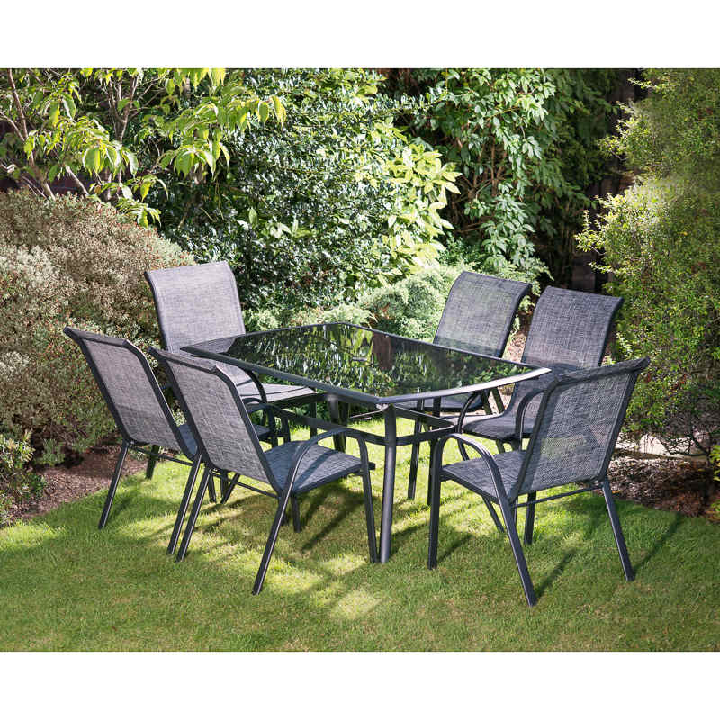Seville Patio Set 7pc Garden Furniture B&M