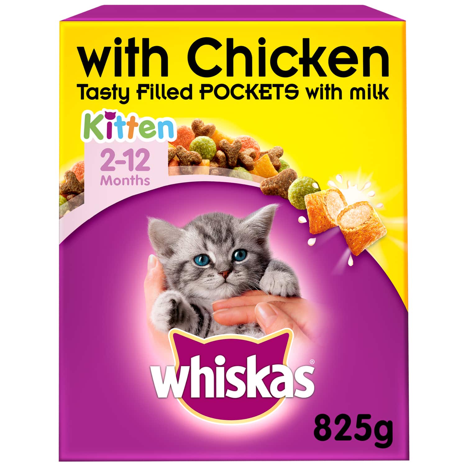 Whiskas Kitten Tasty Filled PocketsChicken 825g Cat Food