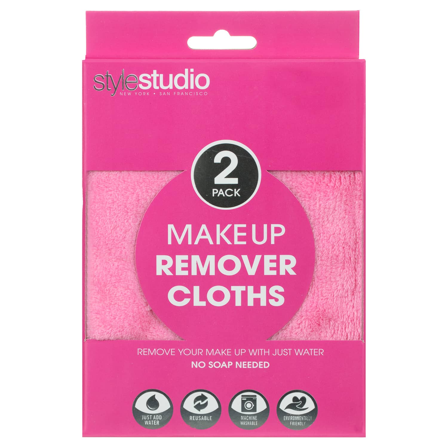 MakeUp Remover Cloths 2pk Pink Skincare B&M