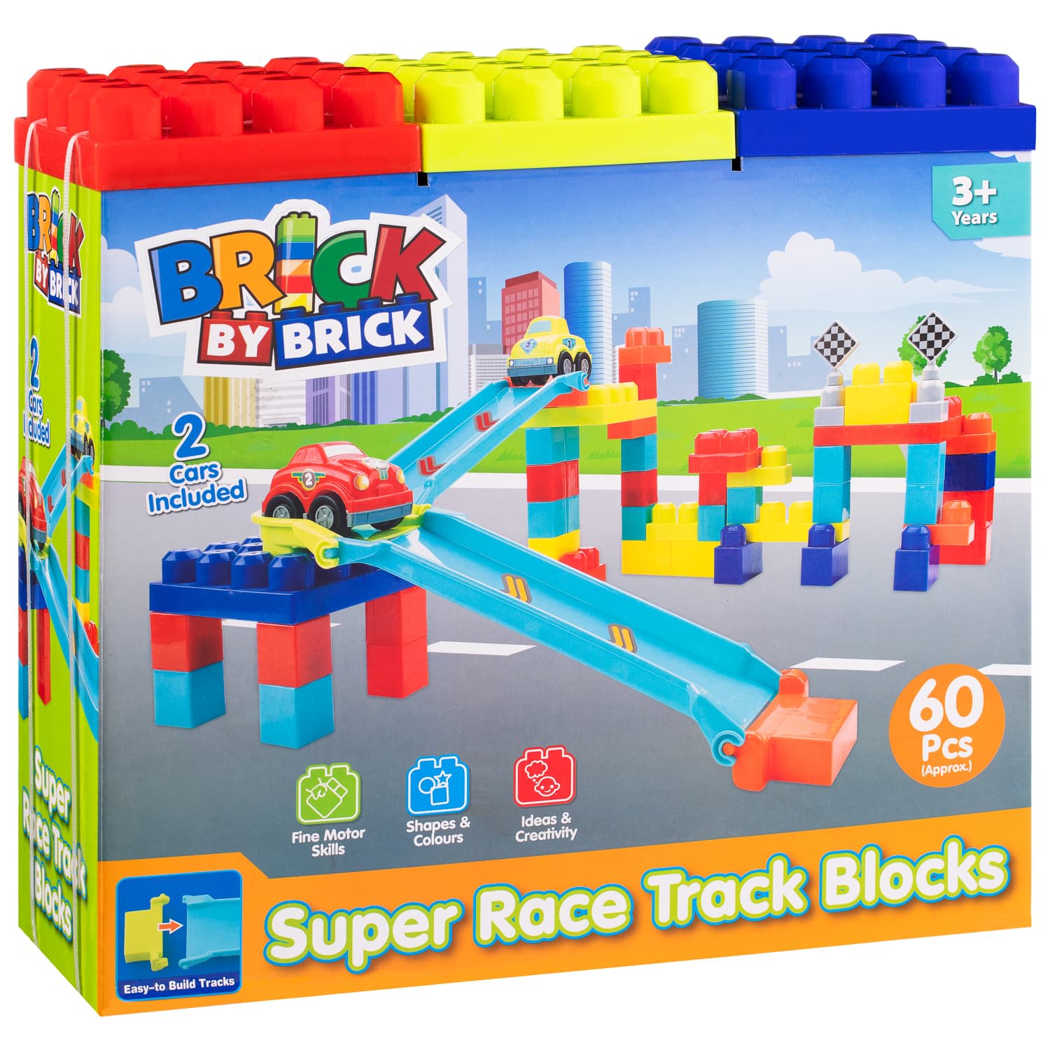 Brick By Brick Super Race Track Blocks Kids B&M