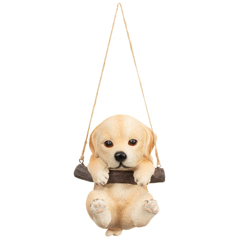 Swinging Dog Garden Ornament Light Brown Garden Ornaments B&M