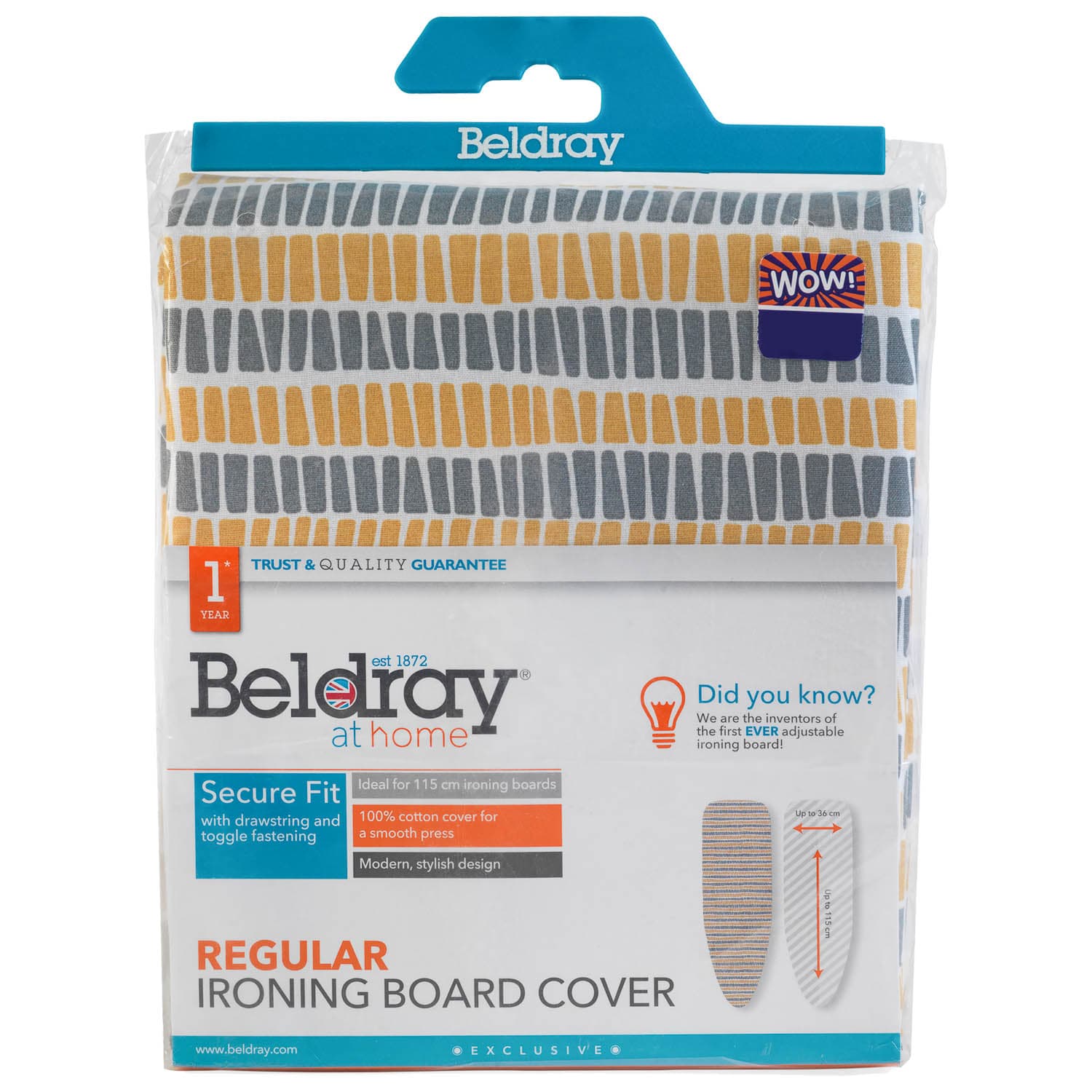 Beldray Ironing Board Cover Ochre Laundry B&M