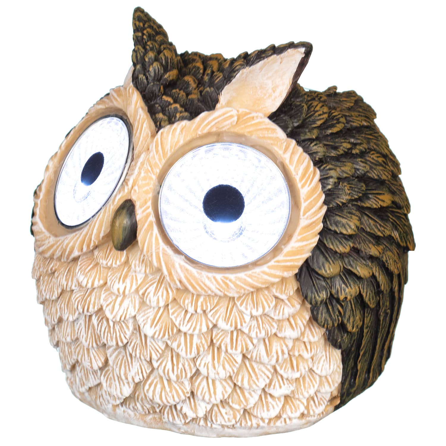 Solar Owl with Light Up Eyes 10cm Brown Solar Lights B&M