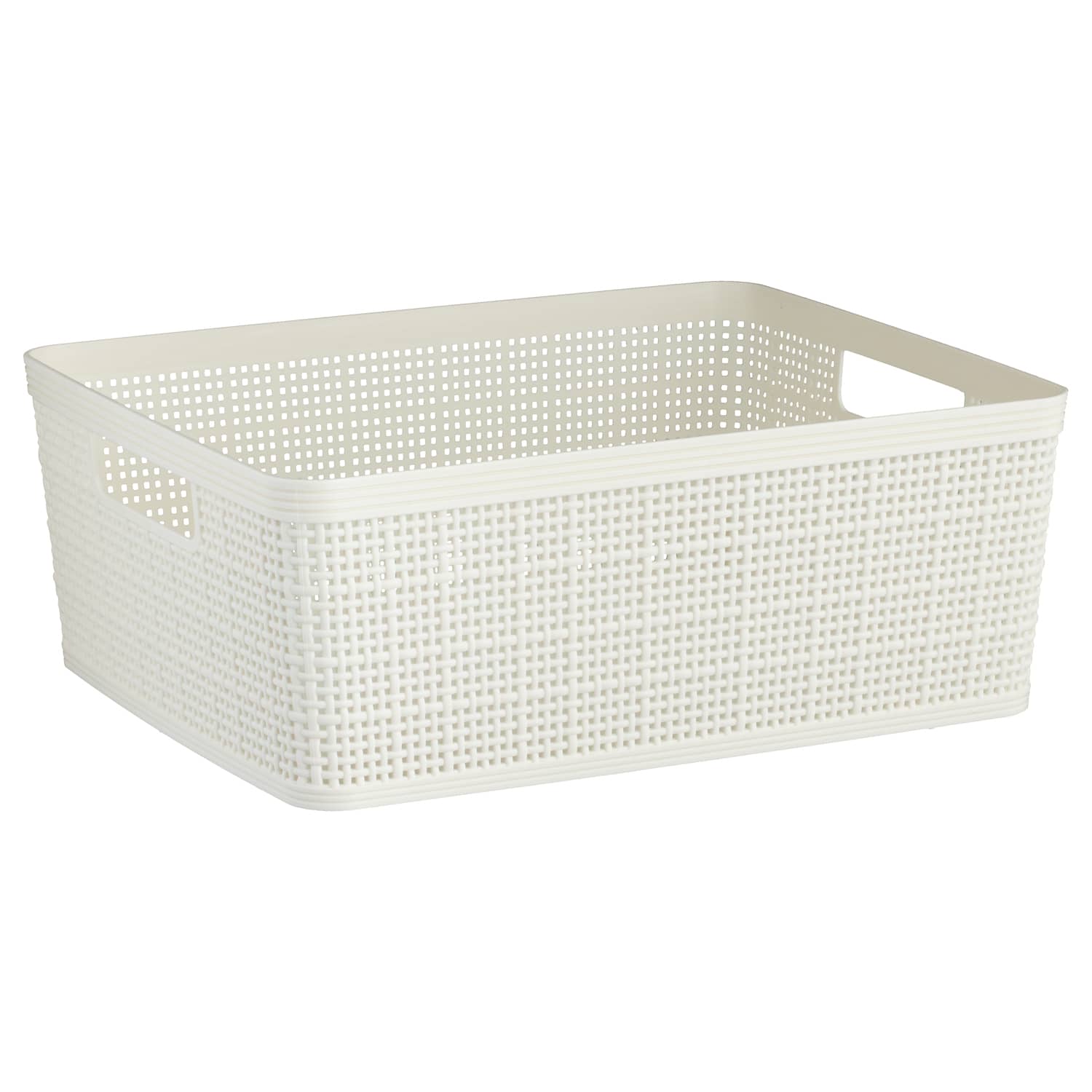 Rattan Effect Medium Storage Basket White Baskets B&M
