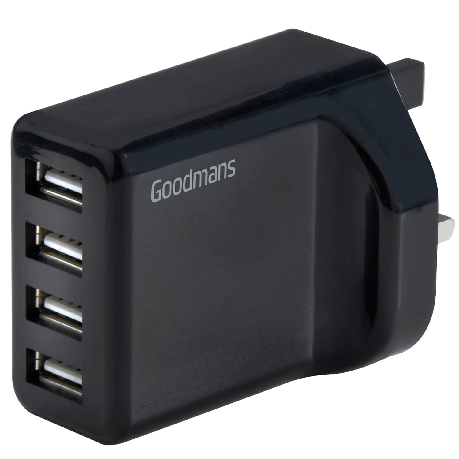 Goodmans 4 Port USB Fast Charger Black Chargers B&M