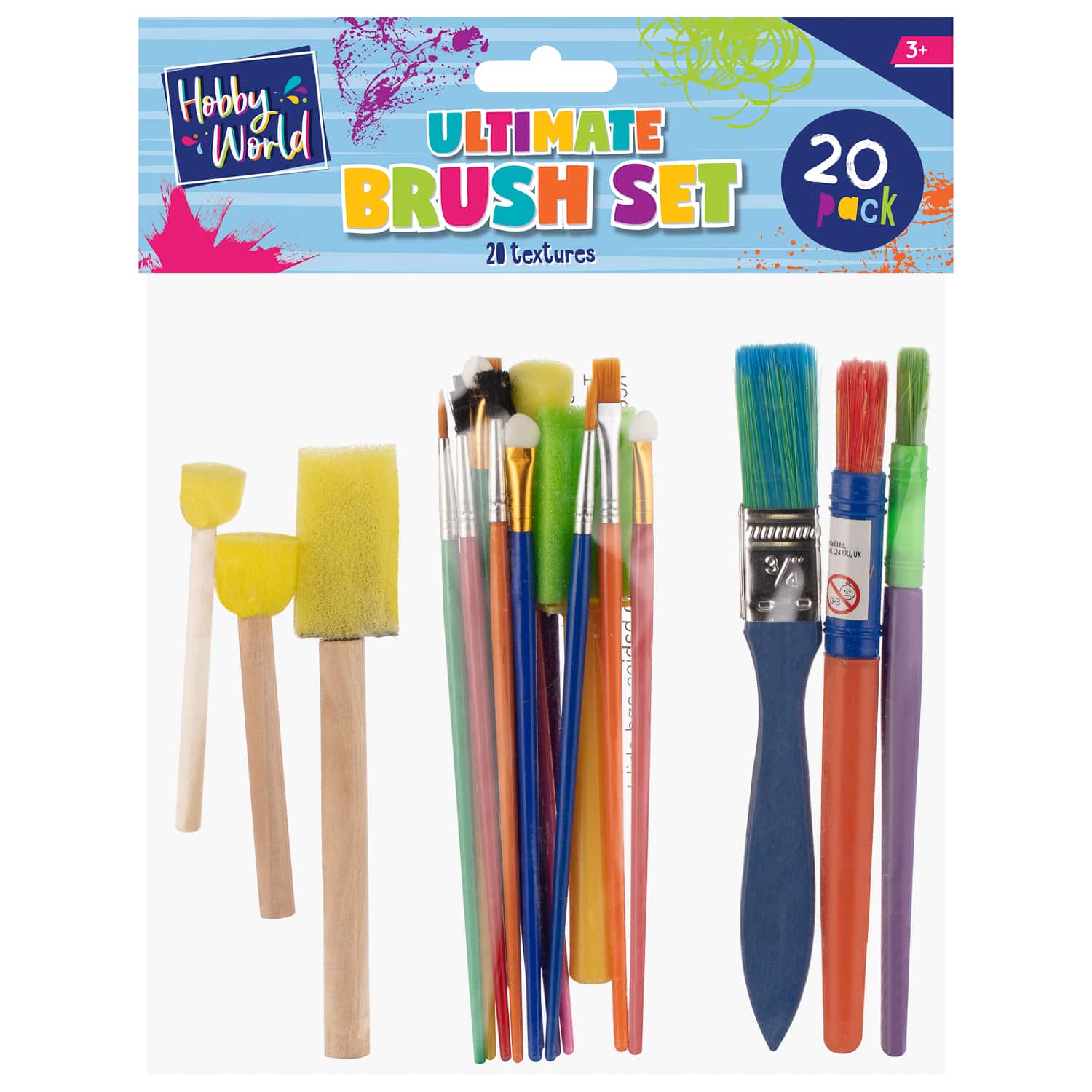 Hobby World Ultimate Brush Set 20pc Arts & Crafts B&M Stores