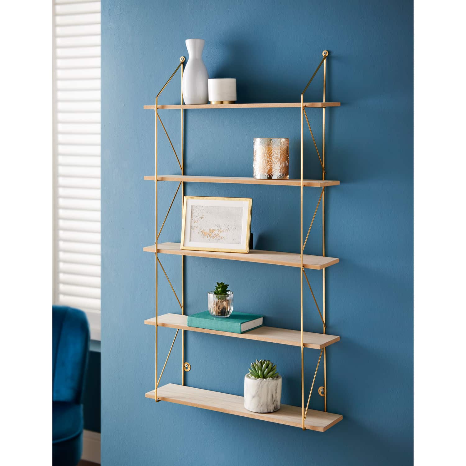 Offer BMStores Tromso 5 Tier Shelf Gold BMStores