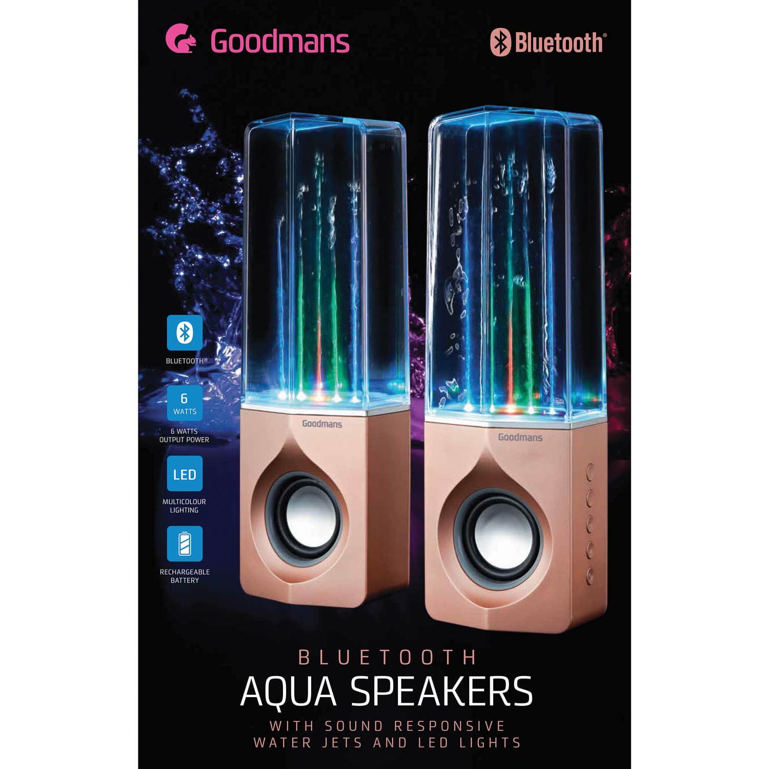 Goodmans Aqua Water Speakers Rose Gold Speakers B&M