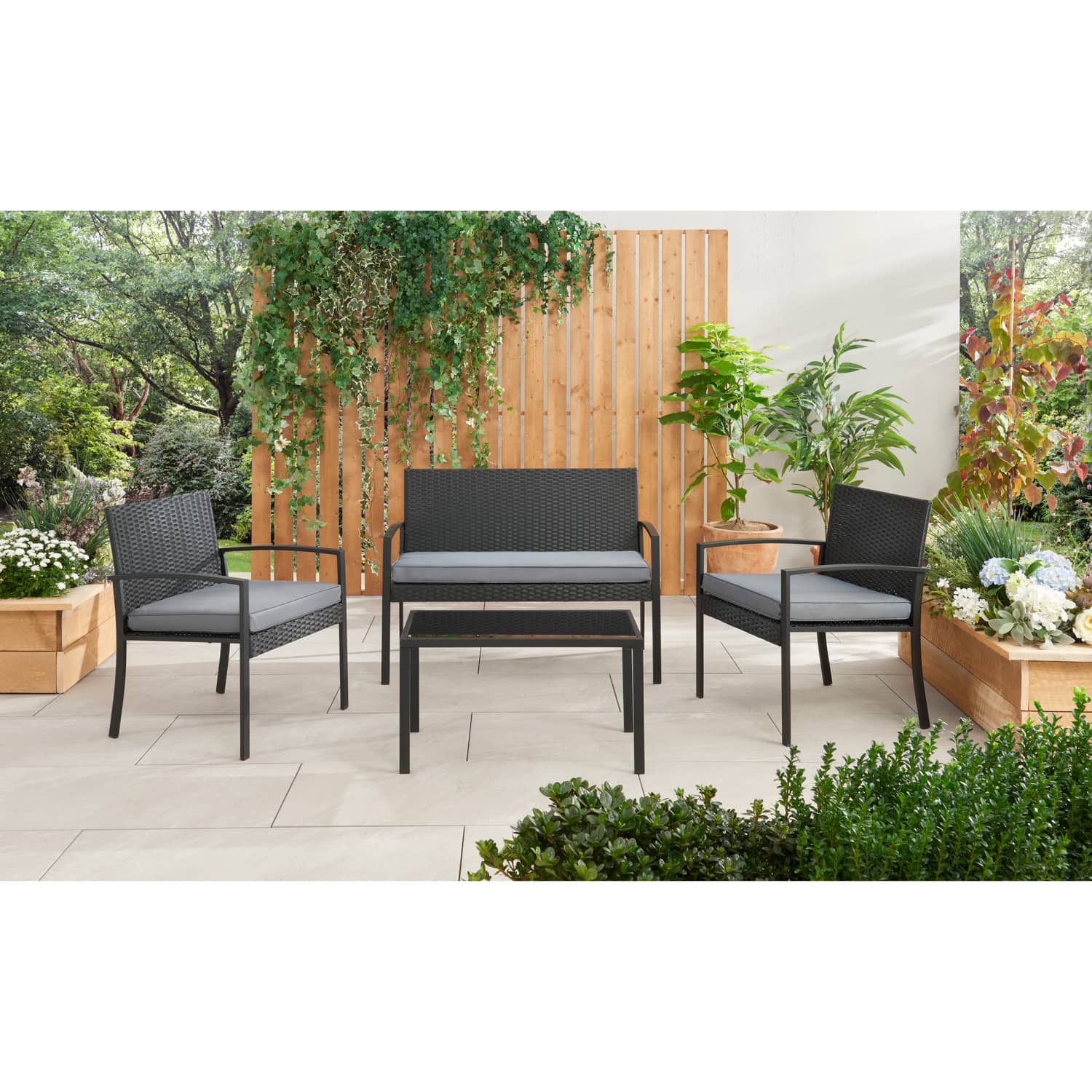 Bali Rattan Sofa Set 4pc Garden Furniture B&M