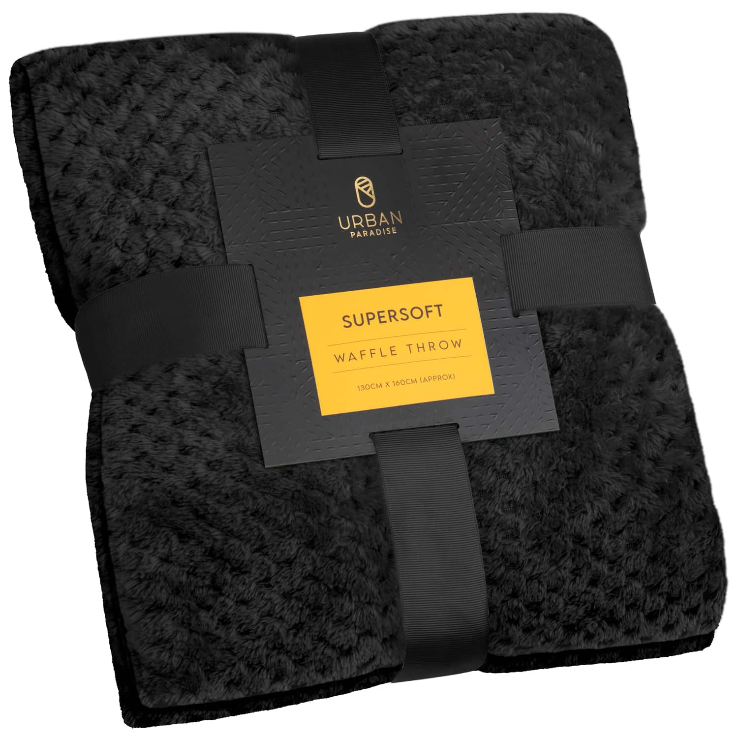 Waffle Throw Black Soft Furnishings B&M