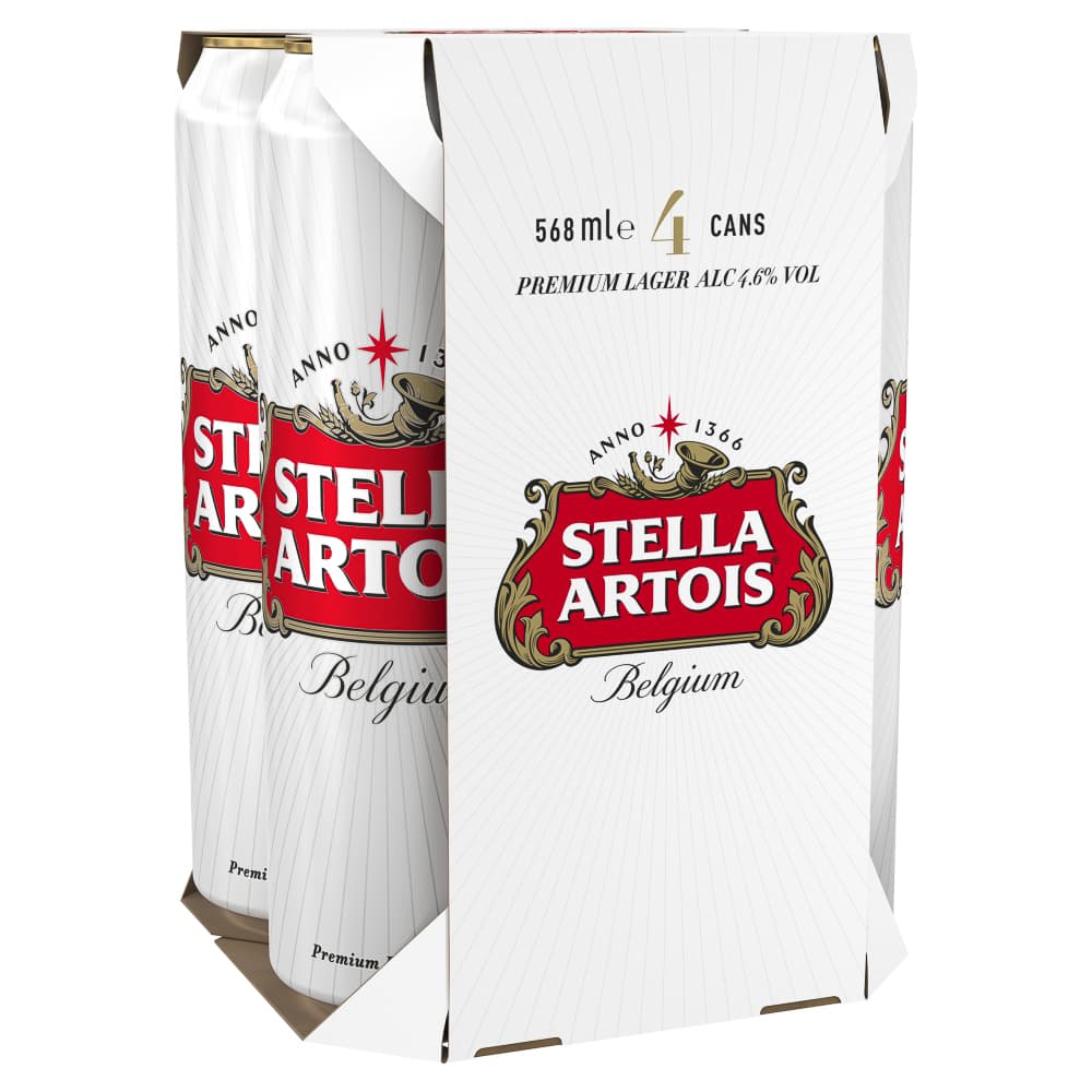 Stella Artois 4 x 568ml Alcohol Beer B&M Stores