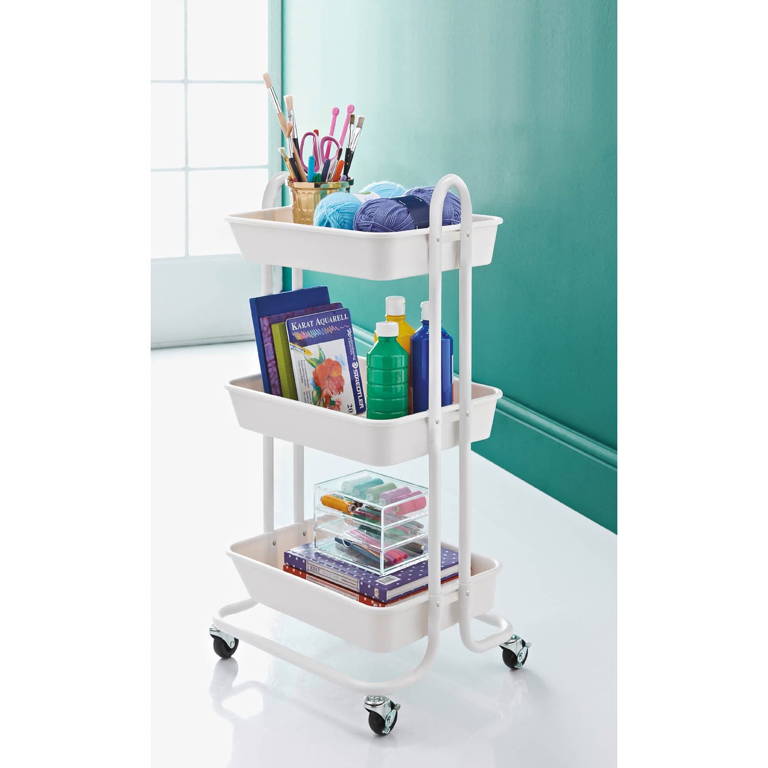 thumbnail image 2 of 3-Layer Rolling Dental Trolley - Mobile Medical Cart With Power Socket, Locking Wheels 2 of 3