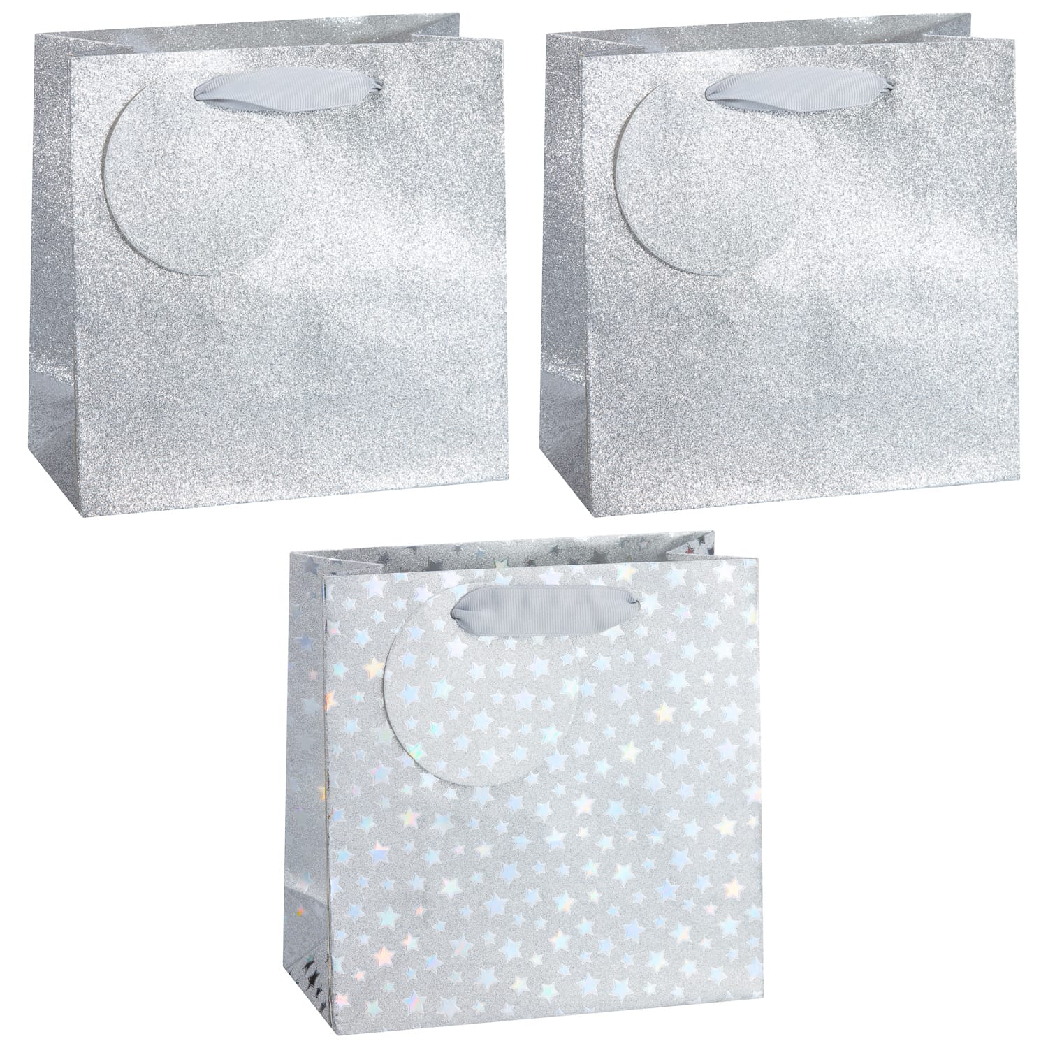 Glimmer Gift Bag 3pk Silver Gift Bags B&M