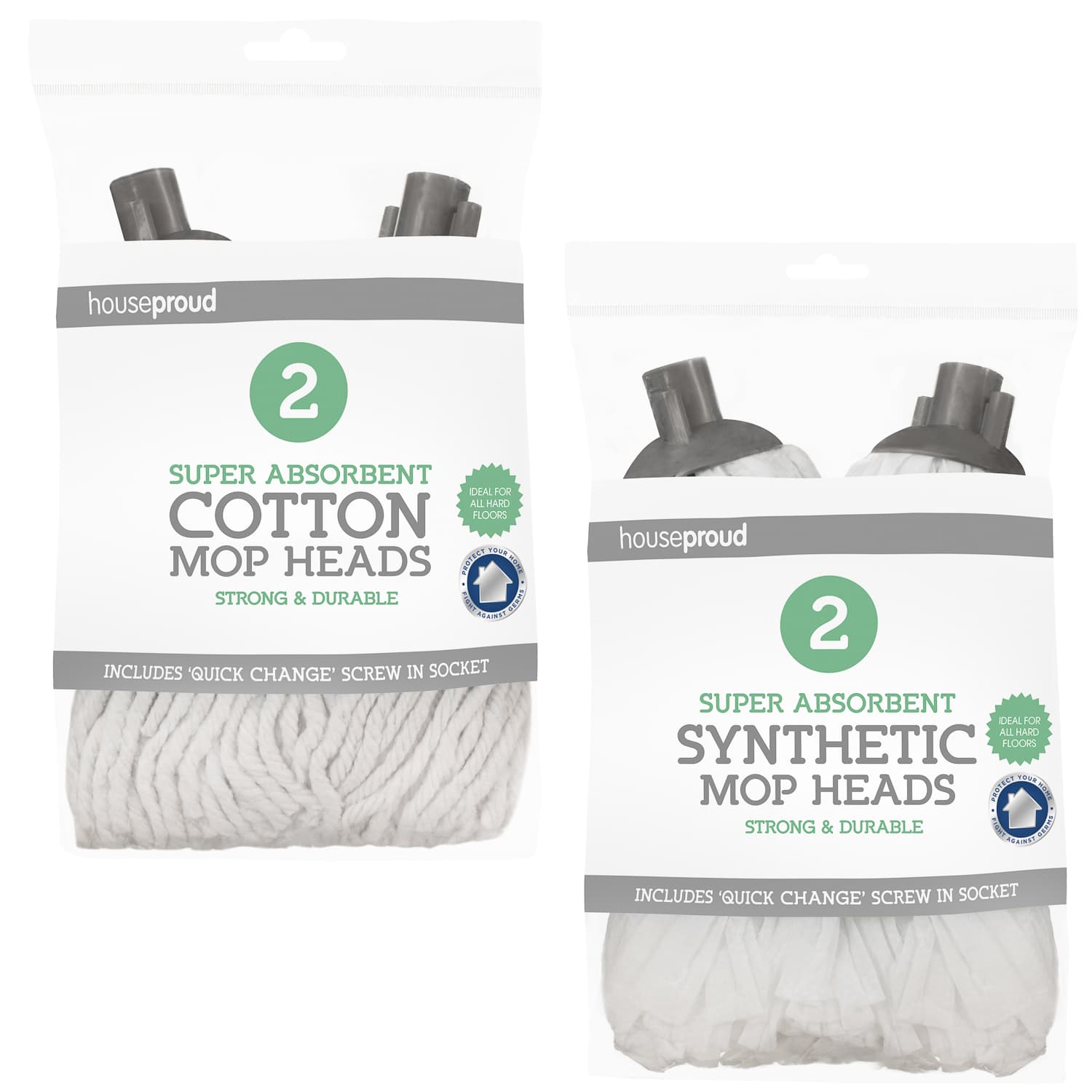 Cotton Mop Heads 2pk Cleaning & Household Essentials B&M