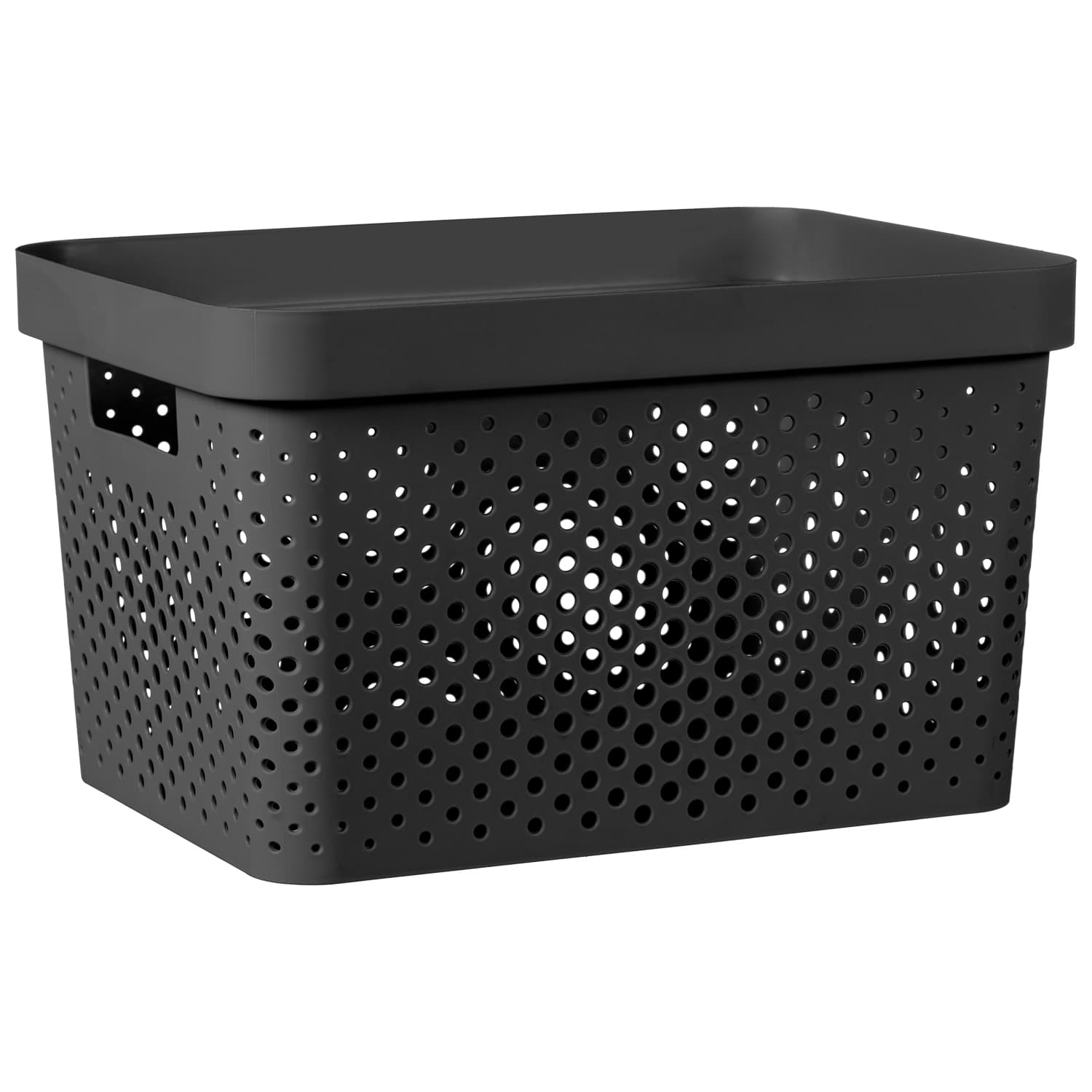Large Rectangular Spot Storage Basket Black Storage Baskets B&M