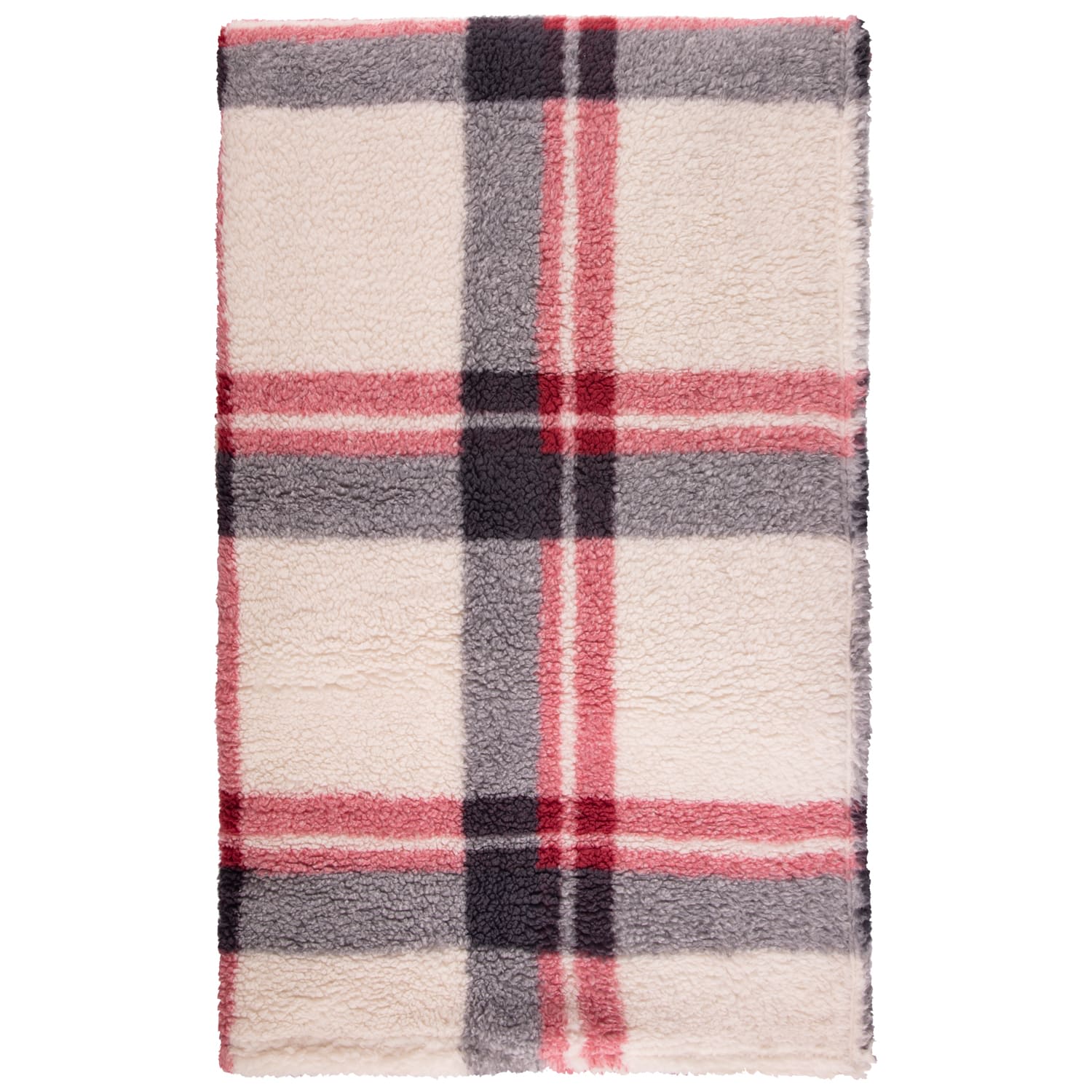 Simply Everyday Check Sherpa Throw Red Throws B&M Stores