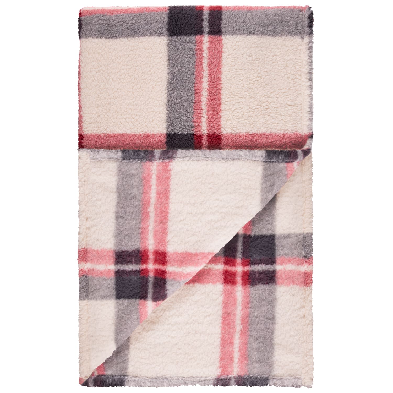 Simply Everyday Check Sherpa Throw Red Throws B&M Stores
