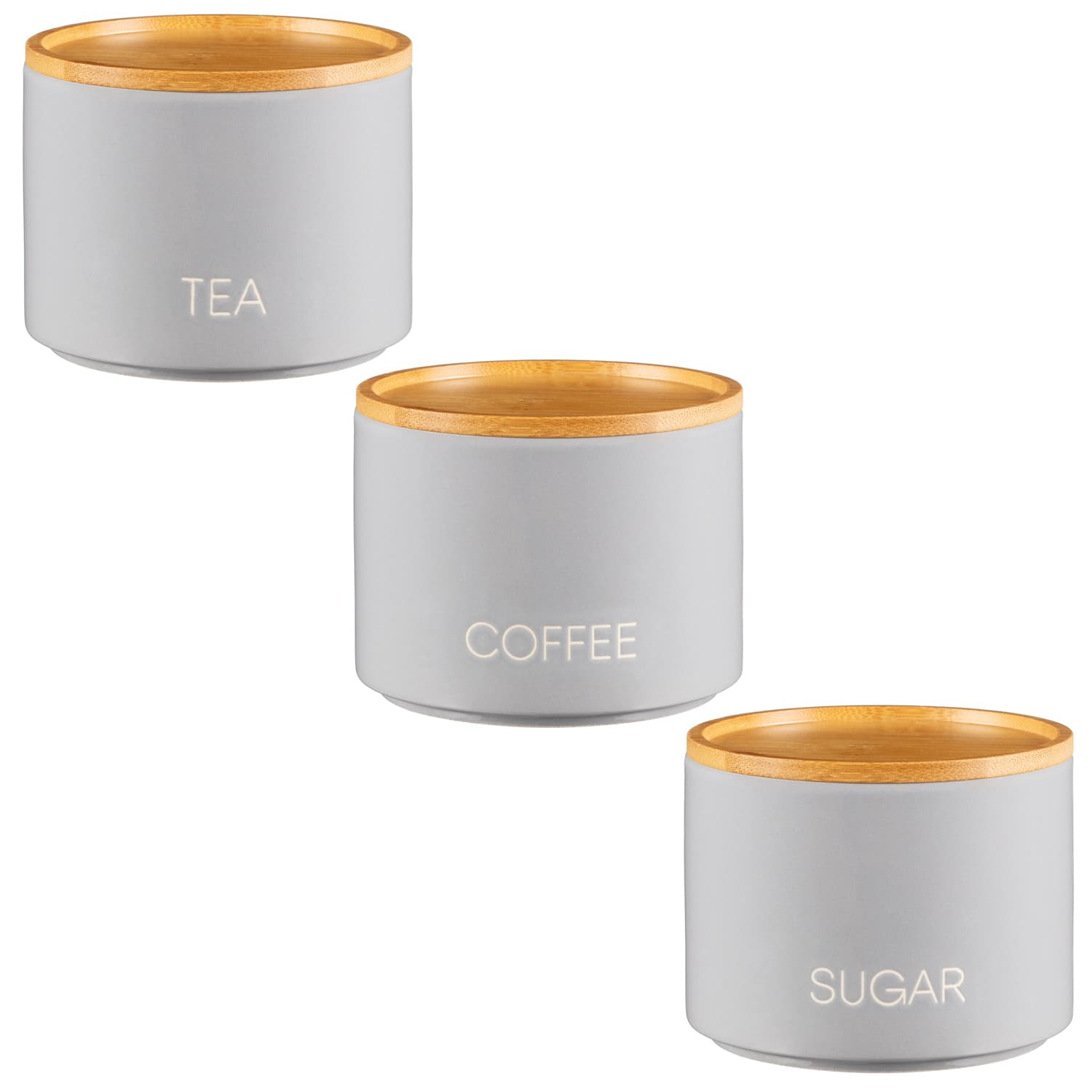 Stackable Tea Coffee Sugar Storage Jars 3pk Kitchen Storage B&M Stores