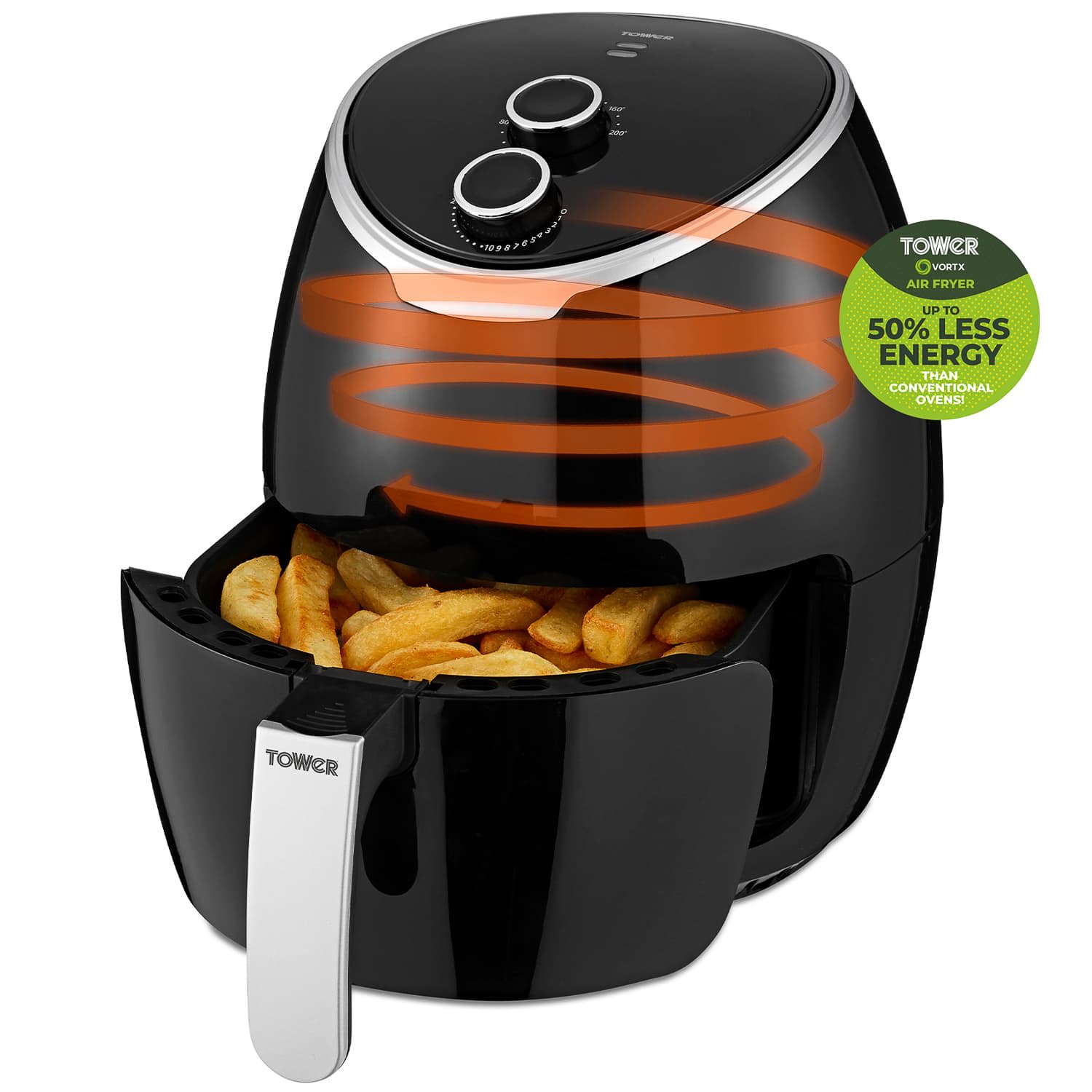 Tower Air Fryer 4L Black & Silver Kitchen Health Fryers B&M