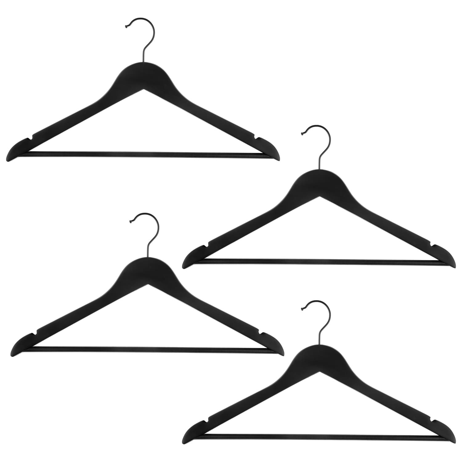 Matt Black Wooden Hangers 4pk Hangers, Rails & Racks B&M Stores