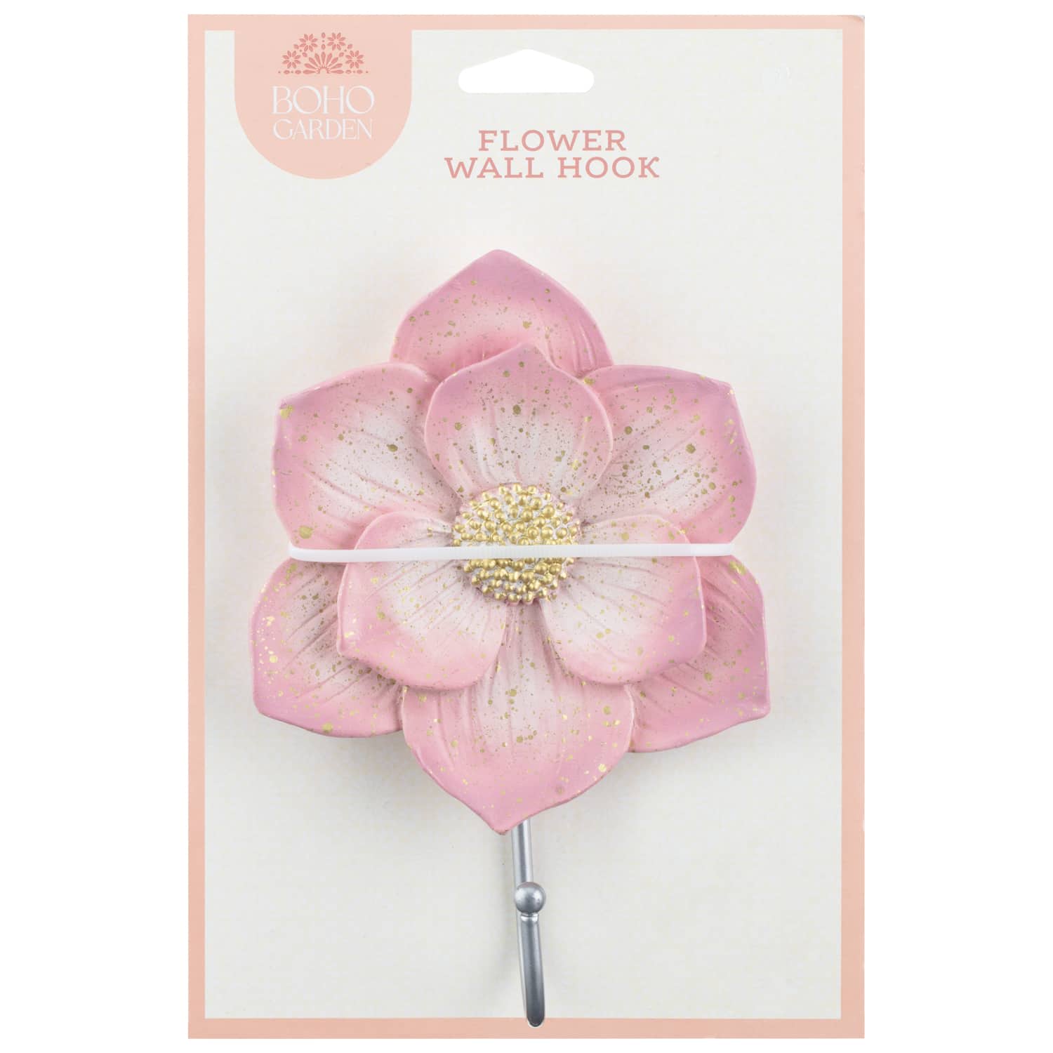 Flower Wall Hook Pink Garden B&M