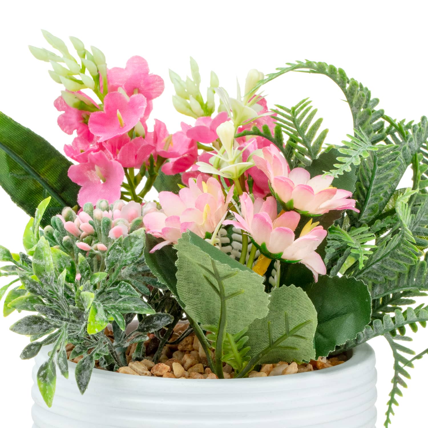 Mixed Flowers In Pot Pink Vases & Artificial Flowers B&M