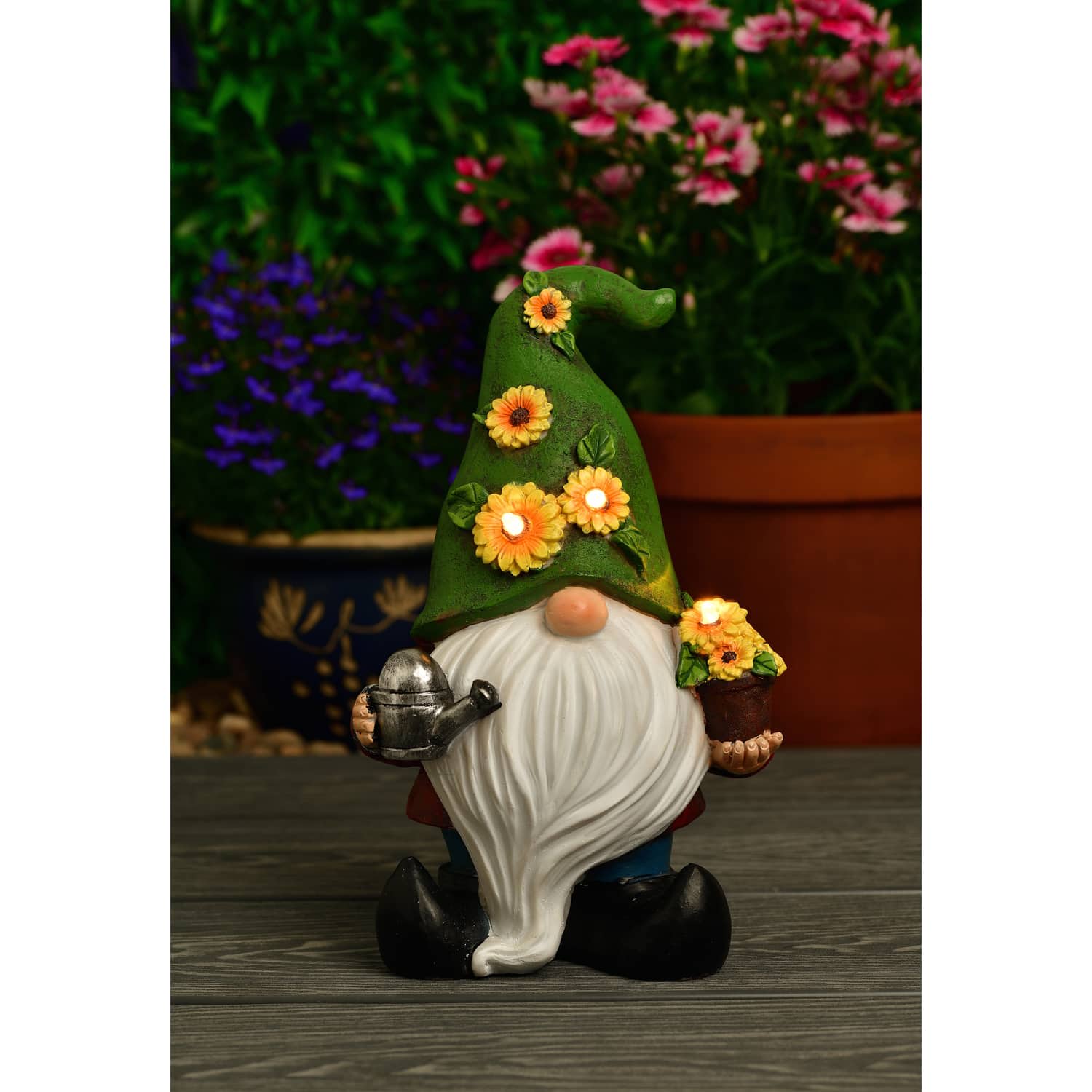 Gonk Gnome Ornament With Solar Flower Hat Solar Ornaments B&M