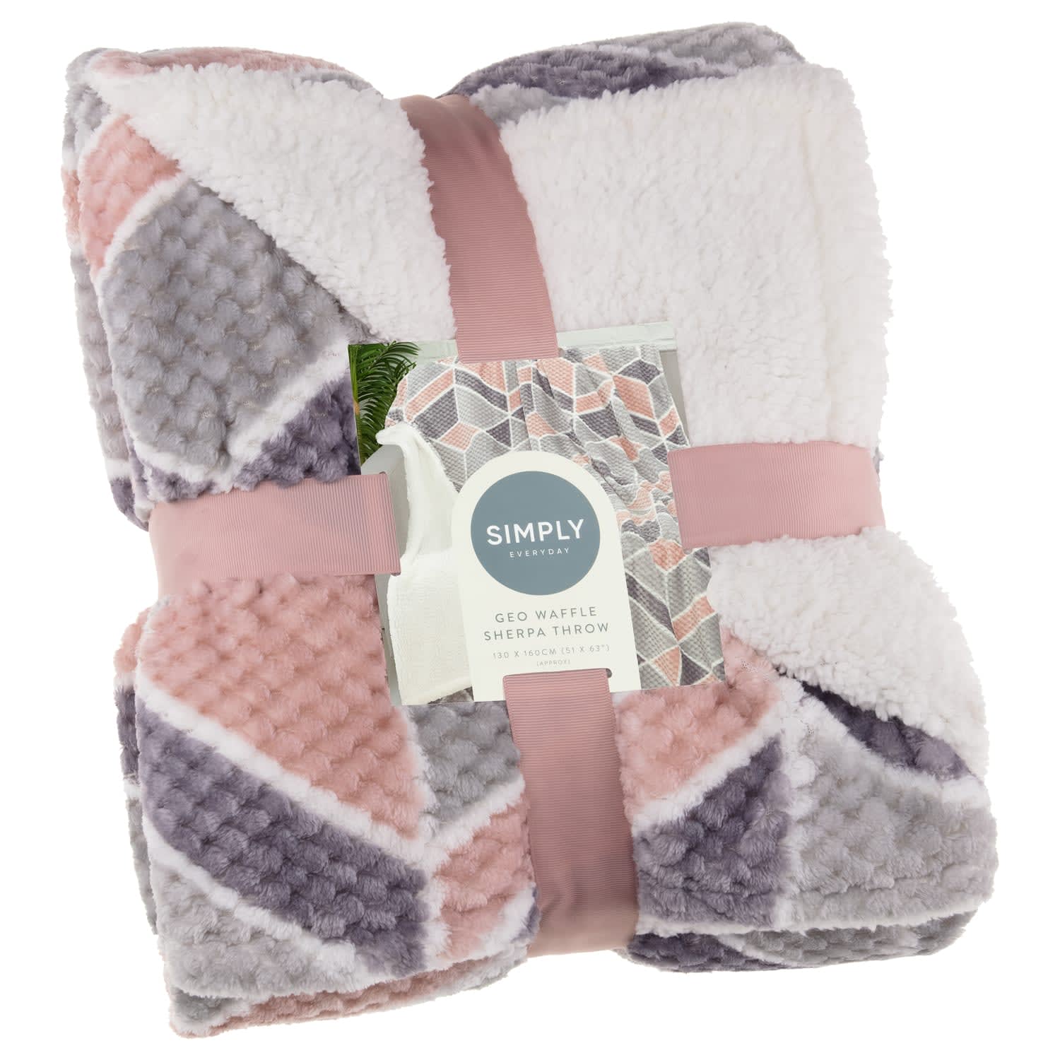 Simply Geo Blush Waffle Throw Throws B&M Stores