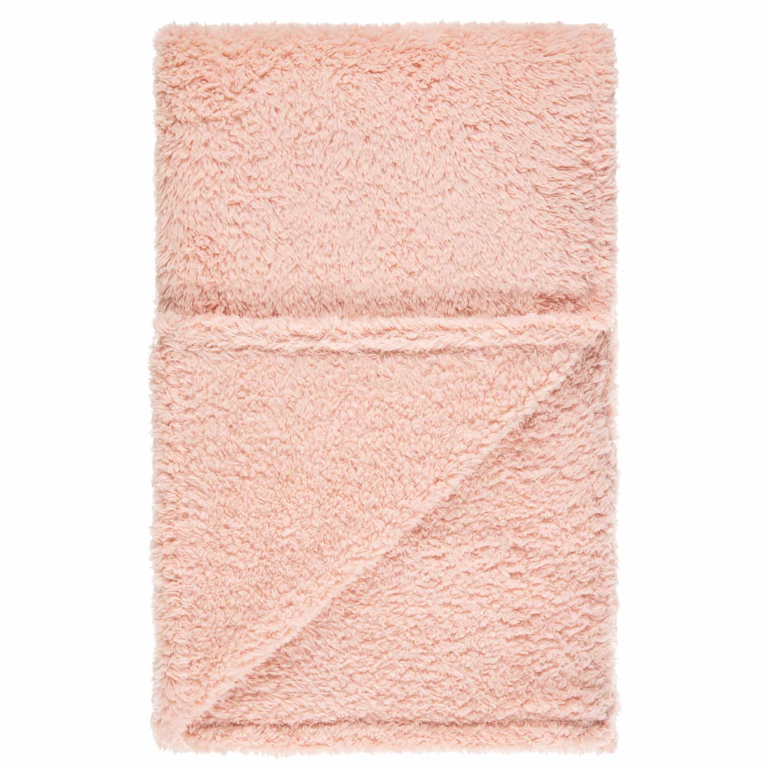 Simply Two Tone Teddy Throw Blush Throws B&M Stores