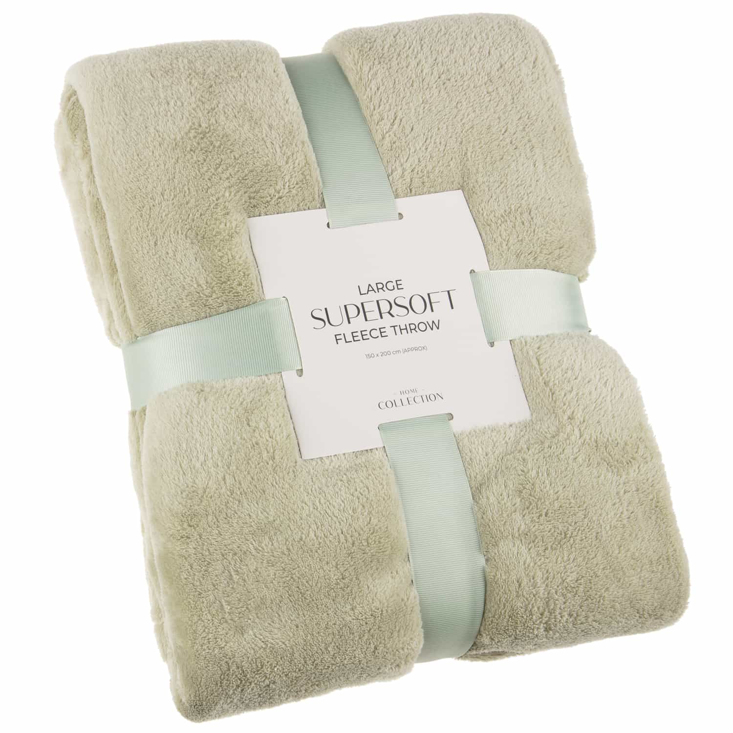 Large Sage Supersoft Fleece Throw Throws B&M Stores
