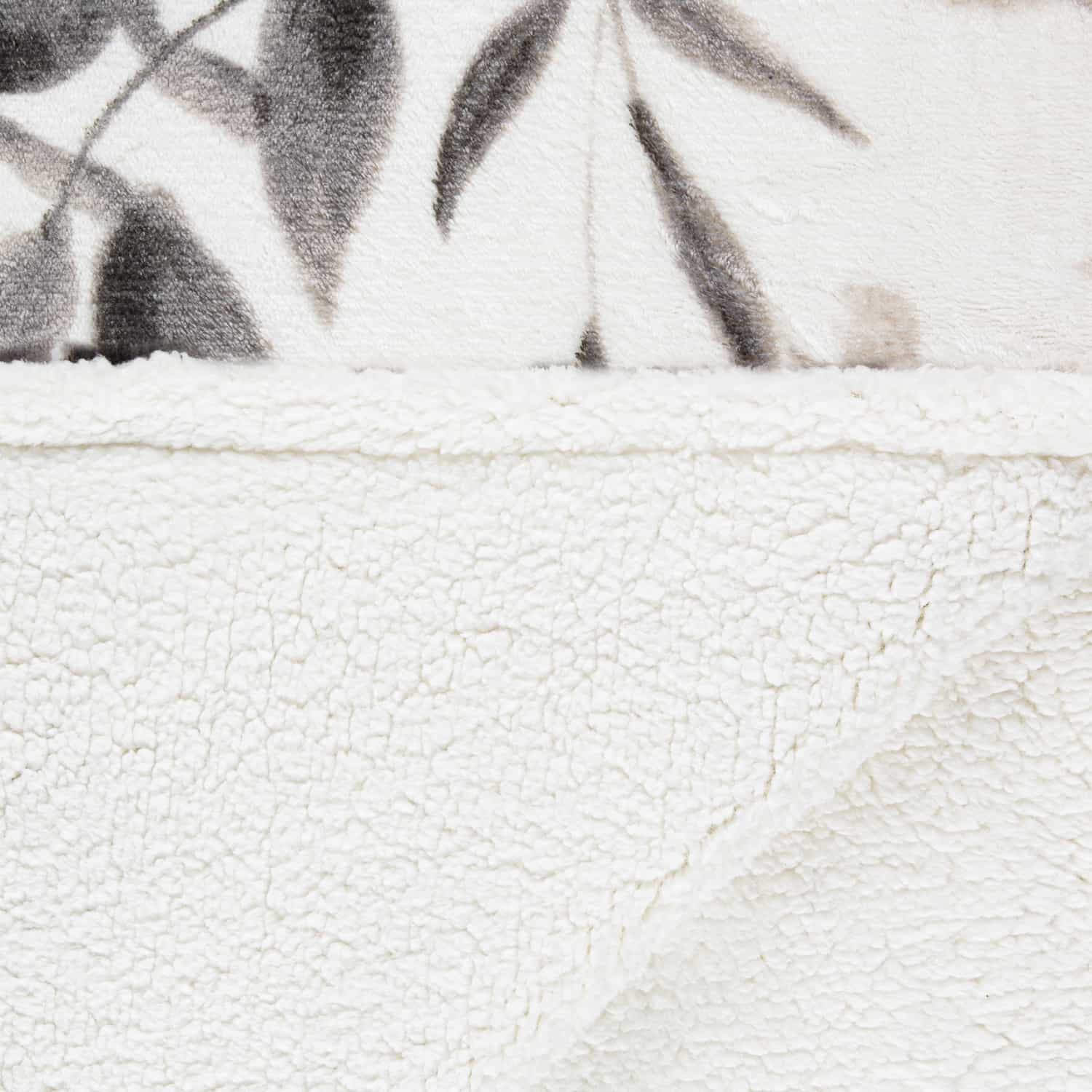 Winston Mono Leaf Sherpa Throw Throws B&M Stores