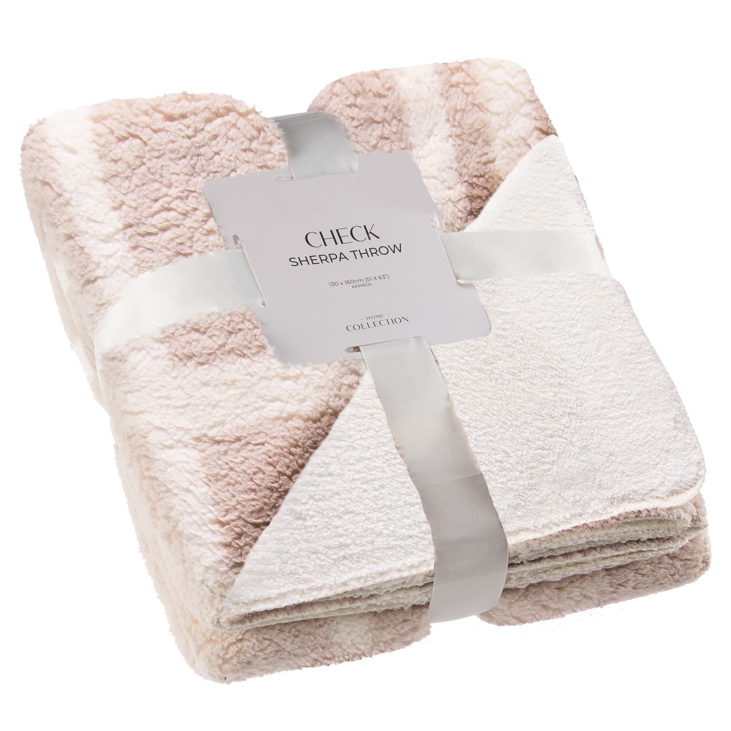 Check Sherpa Throw Natural Home Furnishings, Throws B&M