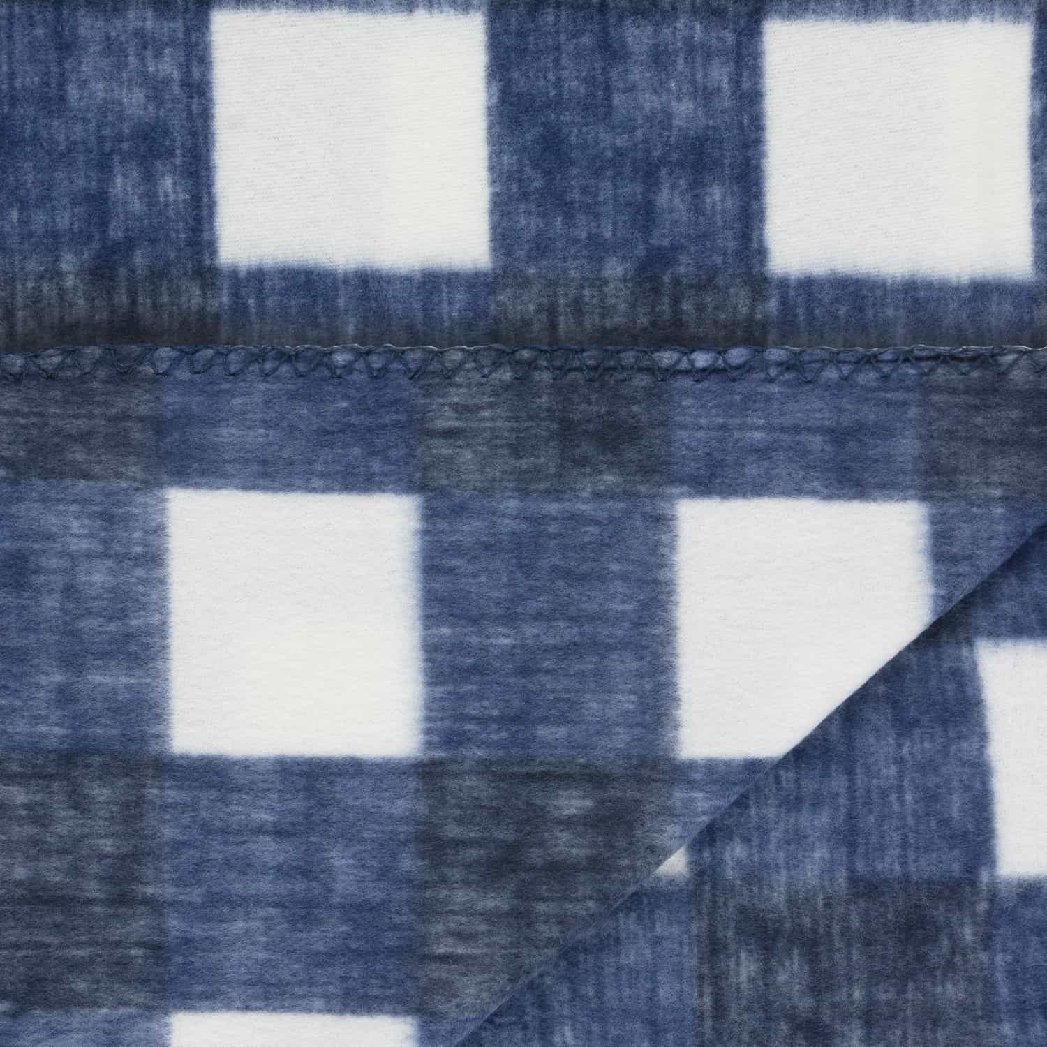 Simply Navy & Gingham Polar Fleece Throw 2pk Throws B&M